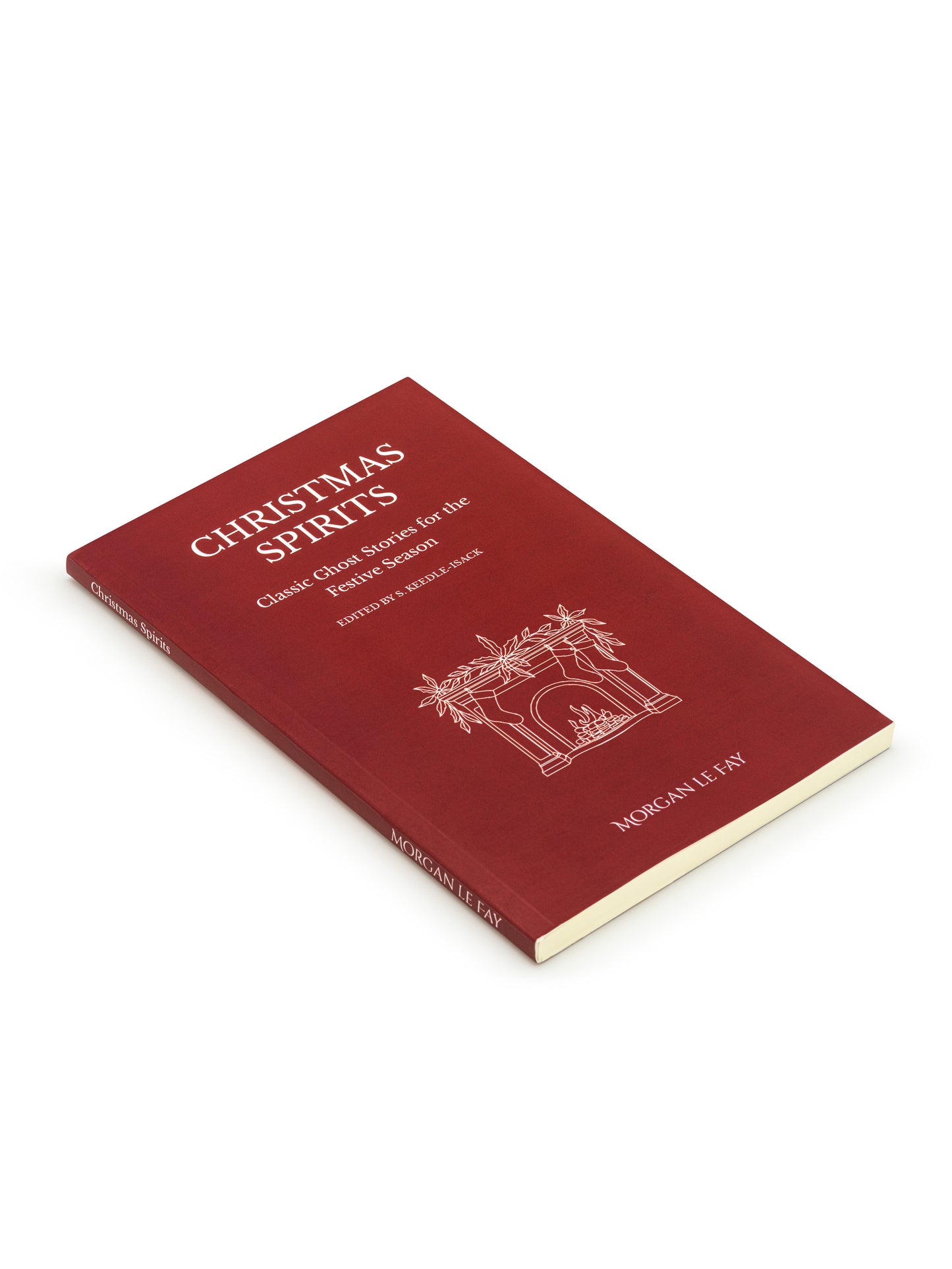 Red book titled 'Christmas Spirits' on a white background