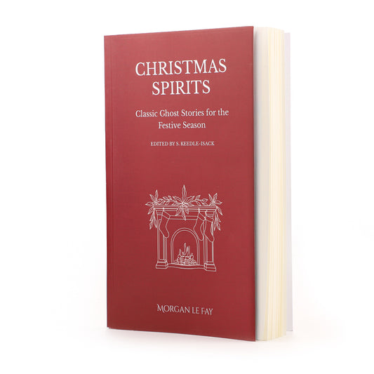 Book titled 'Christmas Spirits' with a red cover and white text on a white background