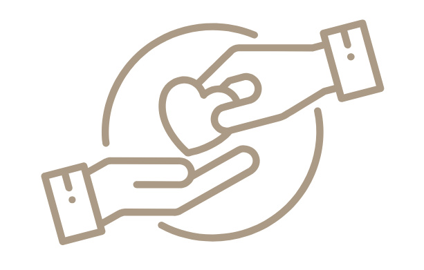 Icon of two hands exchanging a heart