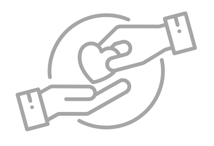 Icon of a hand holding a heart with another hand reaching out